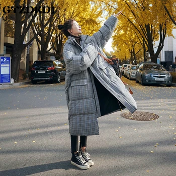 2020 Femei Jachete de Iarnă Lungă cu Glugă Haine de Bumbac pentru Femei Sacou Carouri Liber Casual Cald Gros de Moda pentru Femei Hanorac Haina