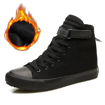 2020 Pantofi de Iarna pentru Bărbați Cizme de Iarna High top Adidași Blană Cald Panza Pantofi Casual Barbati Cizme Glezna Negru Alb Încălțăminte KA1628