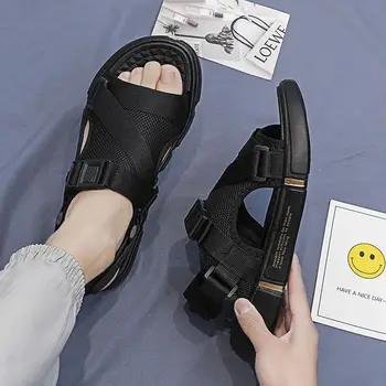 Mens sandale forța elastică Non-alunecare de Țesut buvkle sandale de vara pentru om diapozitive 2020 pantofi negri barbati