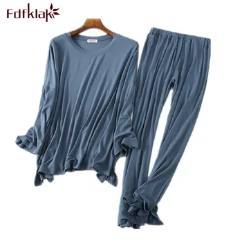 Confortabil modale bumbac pijama femei, cu maneci lungi set de pijama toamna iarna haine de acasă casual pantaloni lungi de somn pijama femme