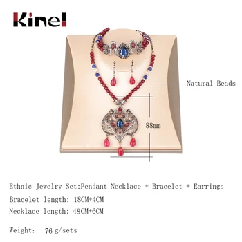 Kinel De Lux, Piatra Naturala Etnice Indian Set De Bijuterii Femei Exagerate Colier Brățară De Cristal Cercei Vintage Bijuterii De Nunta