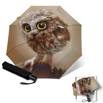 În aer liber Parapluie Impermeabil Drăguț Bufnita Imprimate Automat Umbrele de Ploaie Femeie Pliere Umbrela pentru Bărbați Vânt în aer liber Umbrela