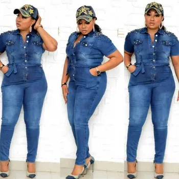 Africa de Haine Pentru Femei Denim Salopete Pieptul Singur Buzunar Bodycon Salopetă de Moda Streetwear Salopeta Blugi Plus Dimensiune 4XL