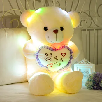 50cm Creative Luminos Teddy Bear Condus de pluș Lumina perna Animale de Pluș Jucărie Colorat Stralucitoare Cadouri de Craciun pentru fete prezent