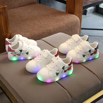 Copii incaltaminte Copii adidasi cu lumini de fete Casual toamna stralucitoare pantofi de sport de Flori Copilului led adidași 1 2 3 4 5 6 ani