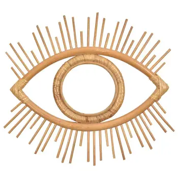 Ochi În Formă De Decorative Rama Oglinda Rattan Inovatoare Art Decor Oglindă De Machiaj Dressing Baie Agățat De Perete Rama Oglinda Meserii