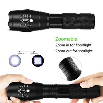 Zk20 LED-uri Portabile Lanternă Tactică 8000LM Zoomable Camping Pescuit Cap Torta Lumina Lămpii 18650 Baterie Reîncărcabilă sau AAA