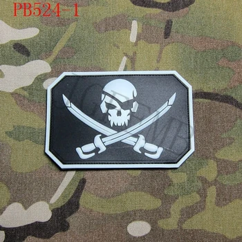 DEVGRU Seal Team Black Jack steag de pirat Militare Tactice Moralul 3D din PVC patch-uri Insigne Negru Rosu Verde Gri Bronz Luminos