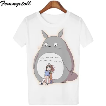 Fevengetoll tricou Casual pentru Femei Tricou Harajuku Totoro Imprimare Camisetas Mujer Topuri o-neck tricou Drăguț Teuri Femme WMT83