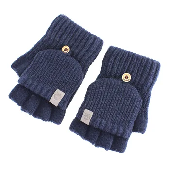 Femeile Se Ingroase Mână Mai Cald Mănuși Cu Un Deget Moi Cadou Lână Artificială Jumătate De Deget Tricotate Flip Mănuși De Toamna Iarna Termică