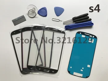 Negru/alb/albastru Fața Exterioară Lentilă de Sticlă de înlocuire pentru Samsung Galaxy S4 I9500 i9505 i9506 i337 M919 LCD touch screen+ Adeziv