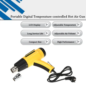 Digital Electric Pistol de Aer Cald cu Temperatură controlată Pistol de Căldură IC SMD Instrumente de Sudare Reglabil + Duza 2000W AC220