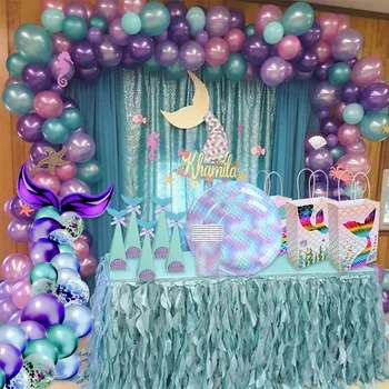 Mermaid Petrecere Veselă de Unică folosință Decor 1 Petrecere de Aniversare pentru Copii Decor Petrecere Copil de Dus Provizii MD 10