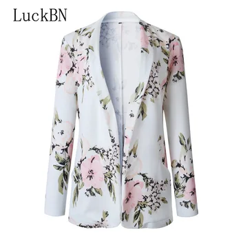 Toamna Sacouri Moda Casual Imprimat Buzunar Blazer Blazer Elegant Feminino de Flori cu mâneci Lungi Costume Femei Jacheta 2020 Primăvară