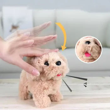 Electronice de Pluș Animale de companie Simulare Jucărie de Pluș Robot de Mers pe jos de Câine Interactive se agită Coada de Câine Jucărie pentru Copii Copii de Ziua Copilului Cadou