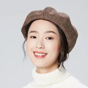 2020 Toamna Pălării de Iarnă pentru Femei Solide Simplu Octogonal vânzător de ziare Capace Barbati Casual Ladies Lână Pălărie de Iarnă Bereta Femei Pictor Capac