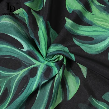 LD LINDA DELLA Designer de Moda Toamna Negru Tricotat Topuri Femeile Frunză Verde de Imprimare Doamnelor Elegante Pulover de Lână Pulovere