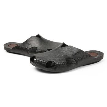 YEINSHAARS 2019 Vara Pantofi Casual Barbati Piele Moale Diapozitive Bărbați în aer liber, Papuci de Plaja Barbati de Moda Britanic Alunecare Pe Sandale