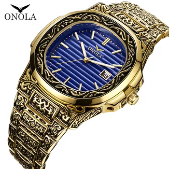 ONOLA designer de cuarț bărbați 2019 cadou unic ceas de mână rezistent la apă de moda casual, Vintage clasic de aur ceas de lux barbati