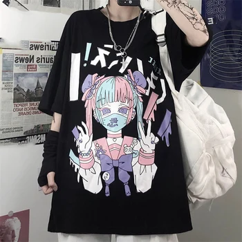 Vara Goth Sexy Femeie Tee Estetice Vrac Femei T-shirt Punk Grunge Întuneric Streetwear Doamnelor de Sus Gotic Tricouri Harajuku Haine