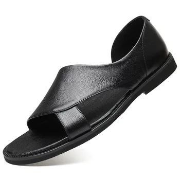2021 Vara Pantofi pentru Bărbați Tendință de Moda Personalizate Papuci Barbati Exterior din Piele Pantofi de Plaja Barbati Piele Sandale