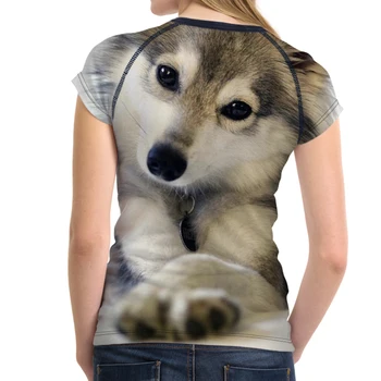 FORUDESIGNS 3D Elastic de Bază Femei T Shirt Câine Husky de Imprimare de sex Feminin Maneci Scurte Topuri Tricou Elegant Culturism O Gât T-shirt
