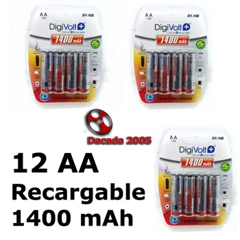12 baterii AA 1400 mAh Digivolt acumulatori 1.2 v Bateria bateriile NH AA NiMh baterie gratuit 24h