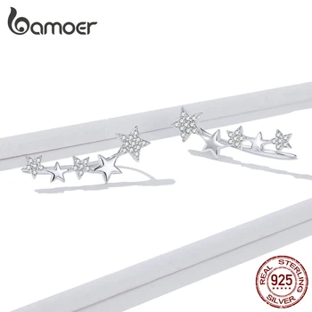 Bamoer GAE351 Spumante Mango Stele, Noapte Înstelată Tema Argint 925 cu Zirconia Hipoalergenic Cercei Stud pentru Femei Bijuterii