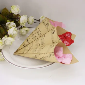 50pcs/set Manual DIY Hârtie Kraft Notă Muzicală Cutii de Bomboane cu Flori Conuri Titularul inghetata Masă de Nuntă Decor Petrecere Cutie de Cadou