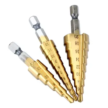 Multifuncțional 3-12mm 4-12mm 4-20mm 3pcs Metrice HSS Titan Metal Hex Pas Burghiu Set pentru prelucrarea Lemnului Lemn Metal Instrument de Foraj