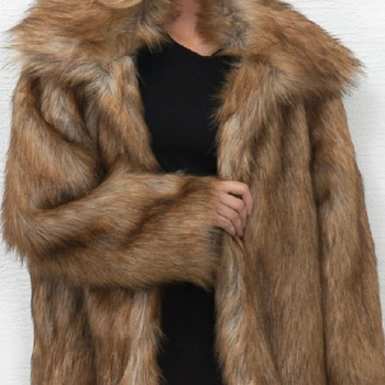 Moda de iarna Gros Cald Faux Blană de Vulpe pentru Femei Imitație de Blană Haină Lungă de Blană Faux Hanorace, Îmbrăcăminte exterioară S-XXXL Turn-down Guler Slim