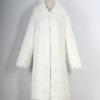 Moda de iarna Gros Cald Faux Blană de Vulpe pentru Femei Imitație de Blană Haină Lungă de Blană Faux Hanorace, Îmbrăcăminte exterioară S-XXXL Turn-down Guler Slim