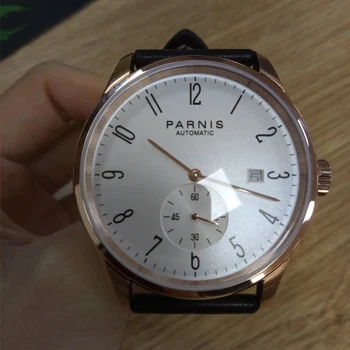Noi Parnis Cadran Alb Crescut de Caz din Aur Mecanice Automate pentru Bărbați Ceasuri Diver Minimalist Barbati Ceas Ceas de mână de Lux, rezistent la apa