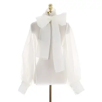 2021 Limitate S-Au Grabit Blusa Bluza Coreean Elegant În Stil European Bubble Felinar Mâneci Perspectivă Organza Cămașă De Ceremonie...