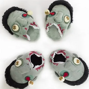 O Mărime Cald Amuzant O Pereche De Bumbac De Pluș Umplute Forma Zombie Pantofi Creativ Casa Moale De Pluș, Păpuși Acasă De Halloween Cadouri