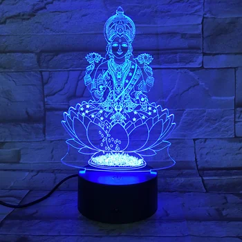 Hinduismul Supreme Divinități 3D Lampă 7 Culori Schimbare Touch de la Distanță Comutator de Fibra Optica Lumina Bea Acasă Decorare Birou