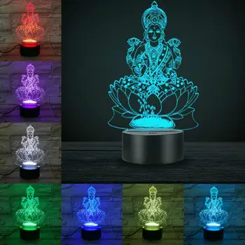 Hinduismul Supreme Divinități 3D Lampă 7 Culori Schimbare Touch de la Distanță Comutator de Fibra Optica Lumina Bea Acasă Decorare Birou