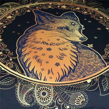 BeddingOutlet Golden Fox Tapiserie De Perete Animale Stele Decorative De Perete De Arta Paisley Cuverturi De Pat De Frunze De Frunze De Flori Foaie