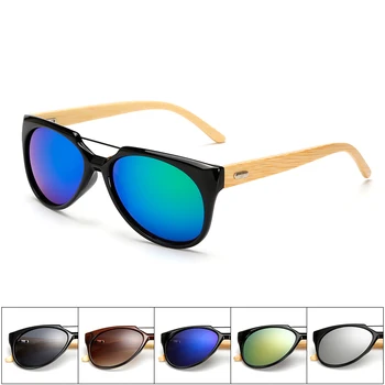 New sosire Lemn ochelari de Soare pentru femei ochelari de soare bambus ochelari de soare pentru femei barbati Oglindă ochelari retro de sol masculino