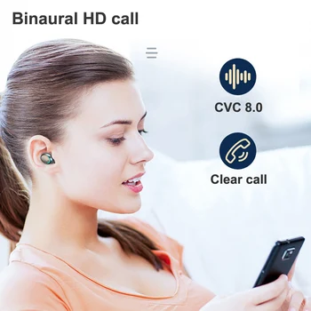 TWS Bluetooth Căști cu Microfon, Control Tactil Wireless Căști HIFI Mini In-ureche Căști Sport Funcționare Heasets HD Apel