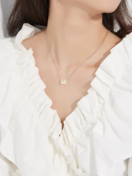LEKANI Argint 925 Coliere Pentru Femei Simplu Pătrat Colorat Austria Cristal Pandantiv Colier Casual Bijuterii Fine
