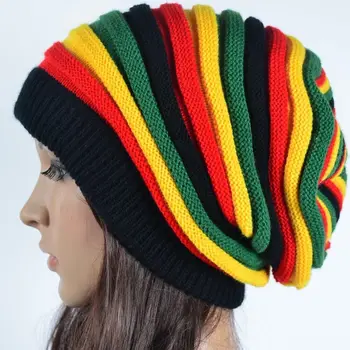 Transport gratuit 2019 Iarna Hip Hop Bob Marley Jamaican Reggae Rasta Multi-culoare Dungi Pălării Beanie Pentru Barbati Femei