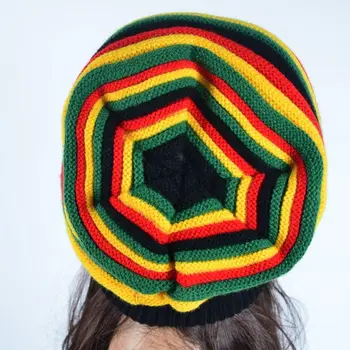 Transport gratuit 2019 Iarna Hip Hop Bob Marley Jamaican Reggae Rasta Multi-culoare Dungi Pălării Beanie Pentru Barbati Femei