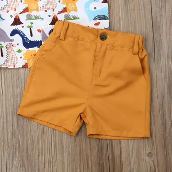 2 buc Copilul de Vară 2019 Copil Baieti Haine de Desene animate Imprimate T-shirt de Sus+Solid pantaloni Scurti Baieti Haine Copii Imbracaminte Pentru Baieti Seturi