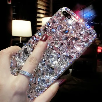 Stras Caz de Diamant Bling Pink Telefonul Acoperi coque pentru Samsung Galaxy S20 Ultra S10 E S9 S8 S7 Plus S6 Edge, Note 10 9 8