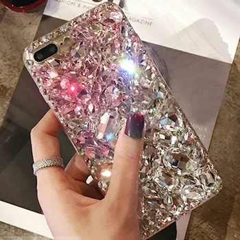 Stras Caz de Diamant Bling Pink Telefonul Acoperi coque pentru Samsung Galaxy S20 Ultra S10 E S9 S8 S7 Plus S6 Edge, Note 10 9 8