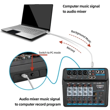 M-6 Portabil Mini Mixer o Consola DJ cu placa de Sunet, USB, 48V Phantom Power pentru PC-ul de Înregistrare Cântând Webcast Partid(Plug SUA)