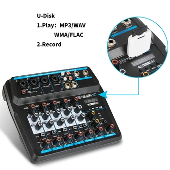 M-6 Portabil Mini Mixer o Consola DJ cu placa de Sunet, USB, 48V Phantom Power pentru PC-ul de Înregistrare Cântând Webcast Partid(Plug SUA)