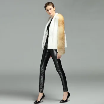 2017 hot nou naturala NURCA blană vesta lunga real blană de nurcă gilet cu firefox maneca de iarnă de înaltă calitate femei haină de blană de NURCĂ