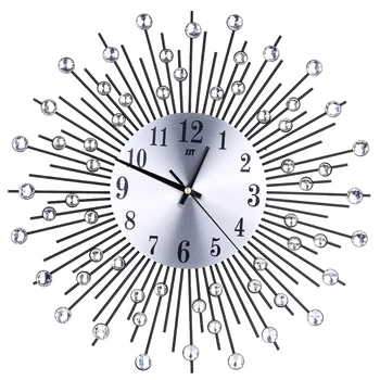 Moda Ceas de Perete Modern Metal Cristal Sunburst Tăcut Metal Mare Morden Ceasuri de Perete Home Design Art Decor 38cm de Mari Dimensiuni